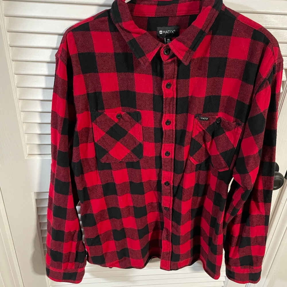 Matix Bold Red and Black Checkered Shirt